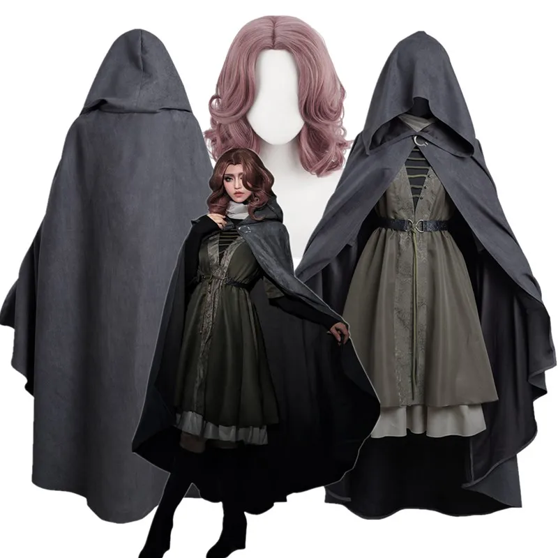 

Костюм для косплея Melina для взрослых и женщин, фантазийное платье для ролевых игр, плащ с капюшоном, пояс, парик, наряды, карнавальный костюм на Хэллоуин