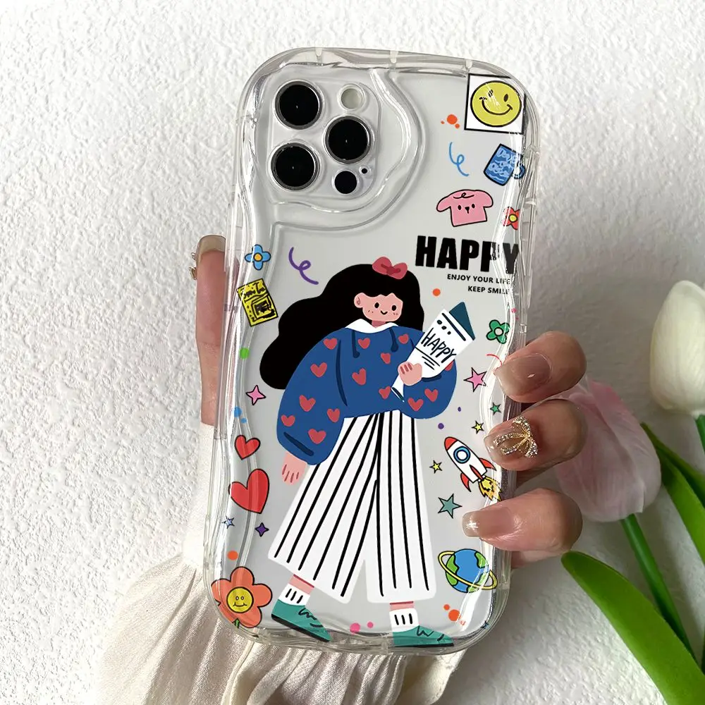 Happy Every Day Girl Phone Case for Oppo Realme C67 C65 C55 C35 C33 C31 C21Y C20 C15 12 11 10 8 7 6 Pro Plus 4G 5G Creamy Cover