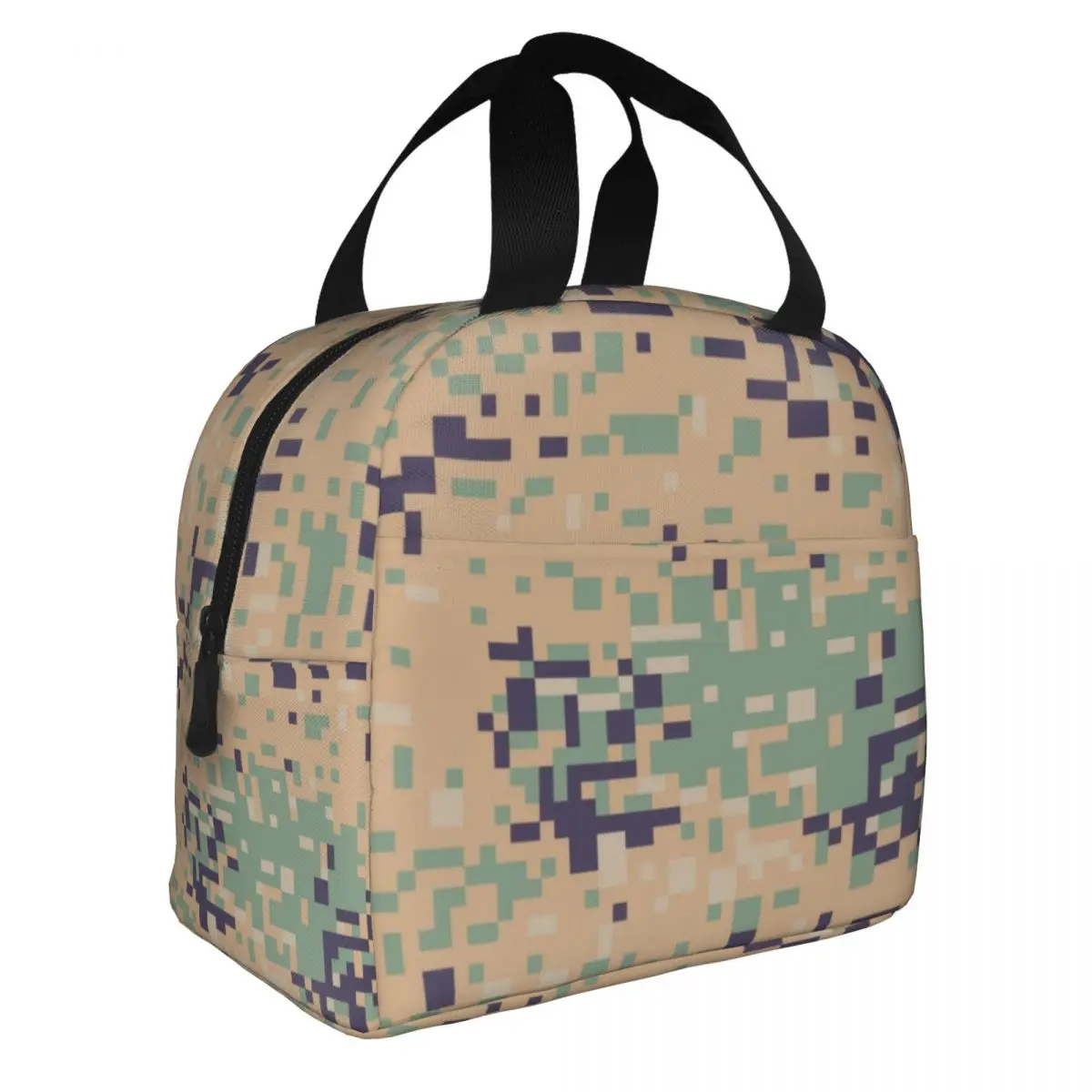 Camouflage Digital Digital Insulated Lunch Bag for Work School Portable Cooler Thermal Bento Box
