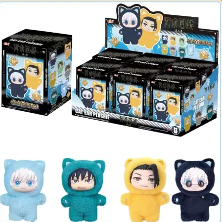 Mercadoria de segunda temporada de anime super popular, brinquedos de pelúcia de orelha de gato macios e fofos, estatuetas aleatórias de caixa cega, presentes de aniversário
