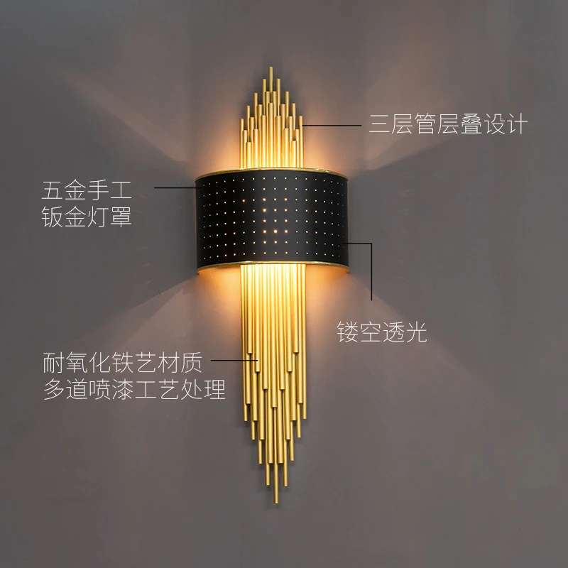 Wall lamp living room postmodern minimalist bedroom bedside lamp Nordic luxury creative hotel stair TV background wall lamp