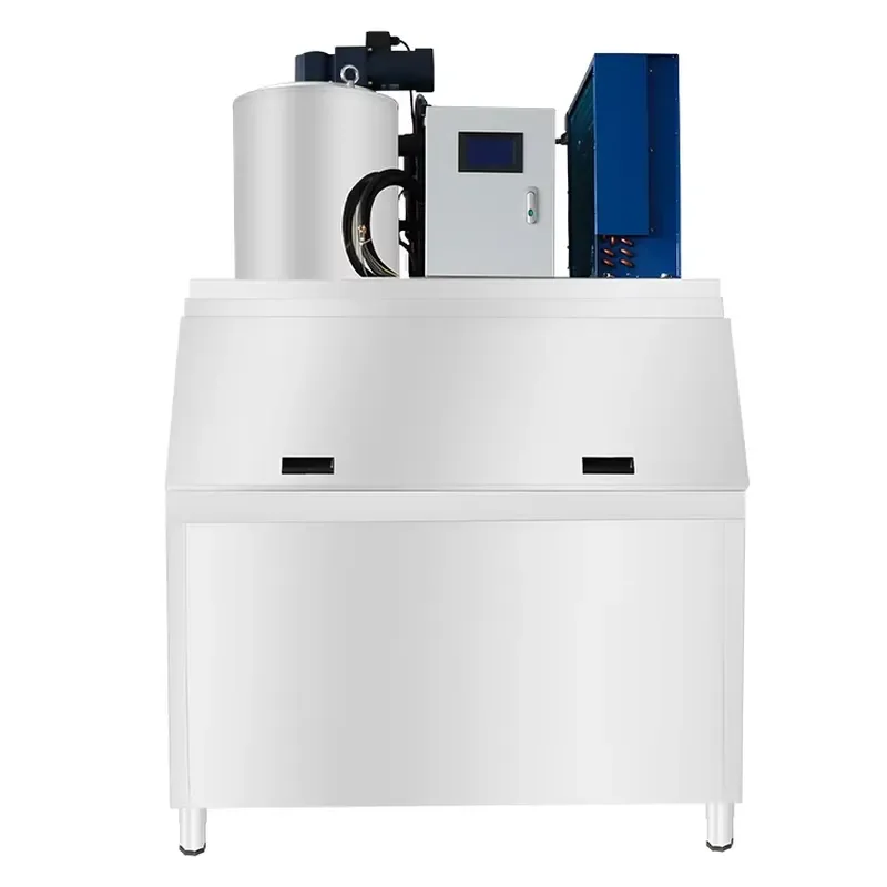 High Efficiency Commercial 1000kg Automatic Ice Flake Machine With Compressor Motor Engine & Pump