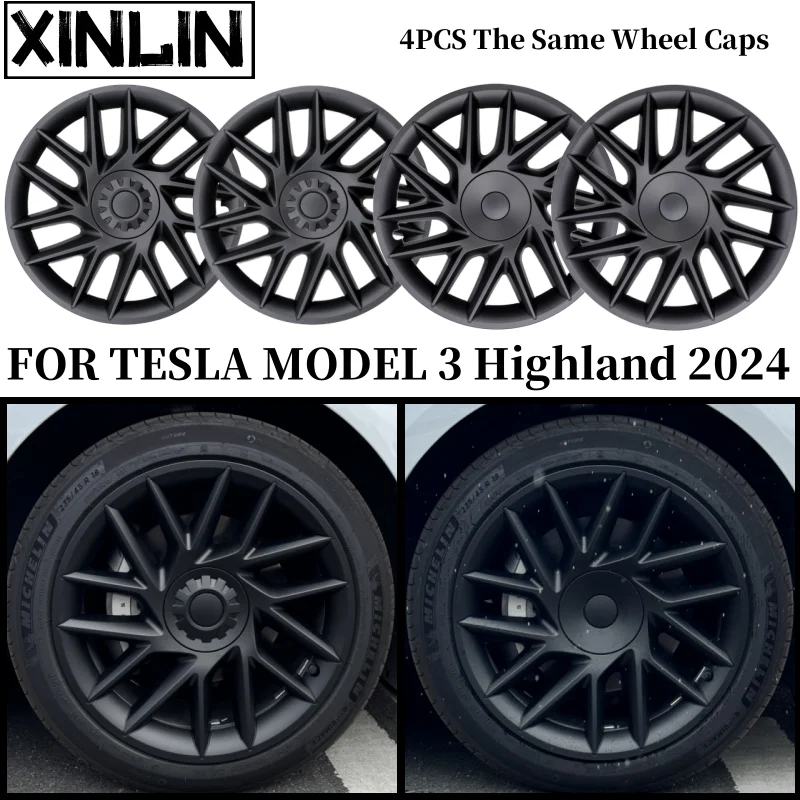 18-Inch Wheel Cover 4PCS For Tesla Model 3 Highland Performance Hub Caps Replacement Wheel Cap Full Rim Cover Accessories 2024