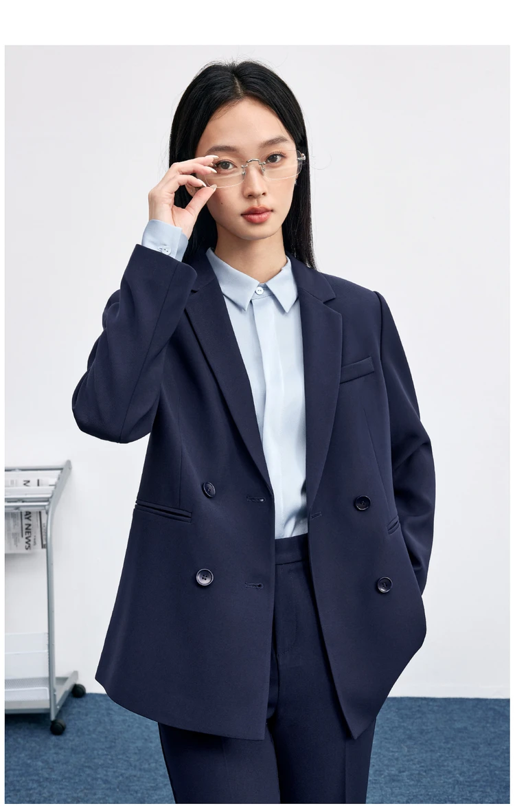 SENTUBILA Maßgeschneiderter Mantel für Damen, Herbst 2026, zweireihiger Blazer mit Revers, Designer-Klassiker, elegante Oberteile 153XC8812X – Detail 17