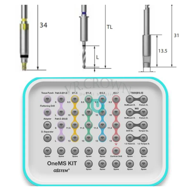 Kit Brocas Odontológicas Osstem, Implantes Place, Áreas Estreitas, Plantologia, Imologia, Novo