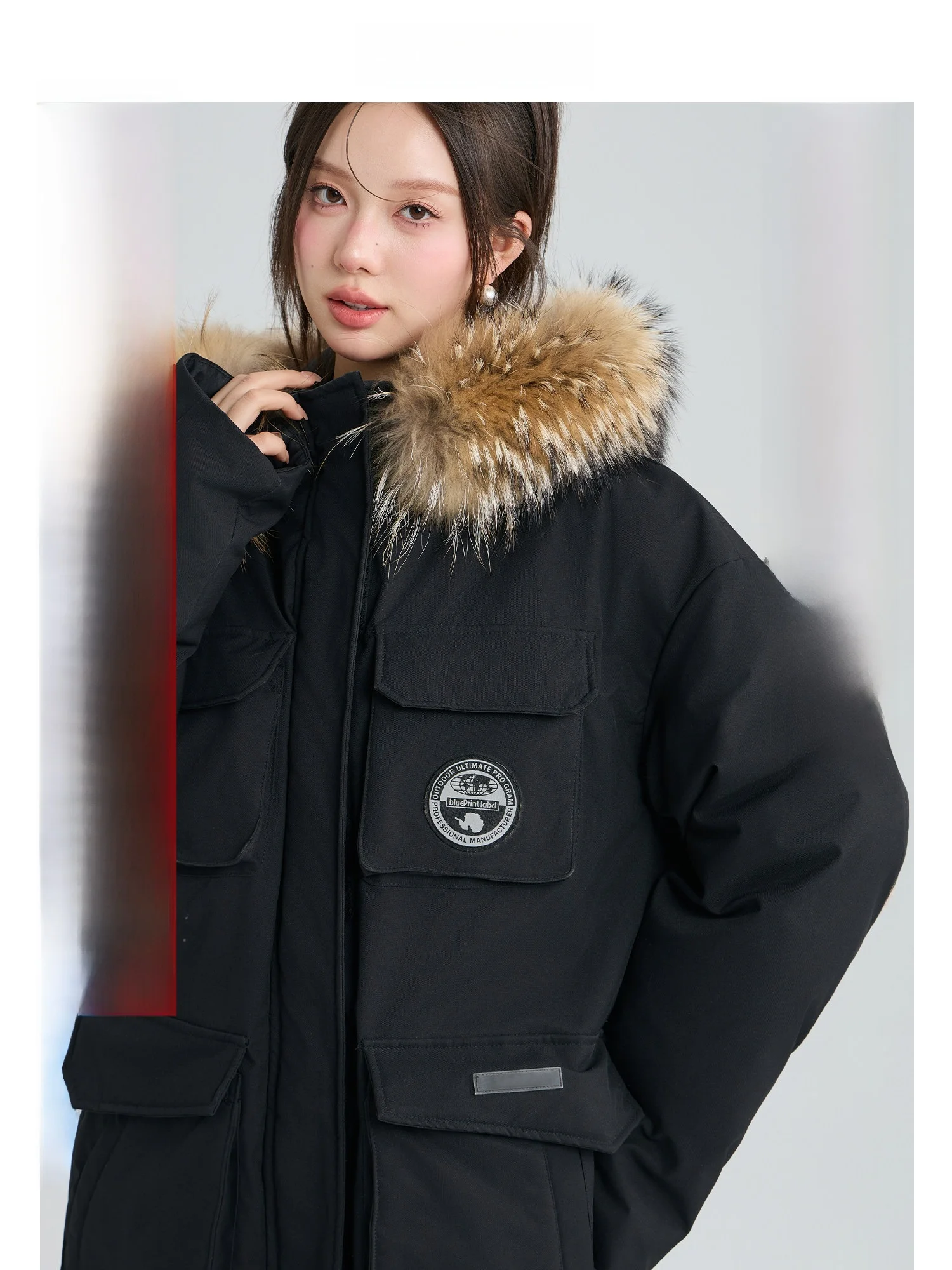 

Bla Du down Parka Coat Women's Thiened Winter Outerwear Slow Collar Casual Sle Removable Hood Mid-Length Coat