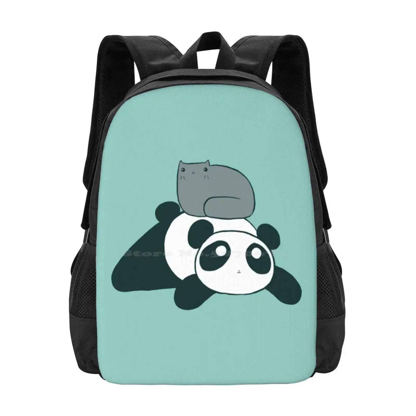 

Panda And Gray Cat Teen College Student Backpack Pattern Design Bags Kitty Kitties Pets Animals Gray Cats Panda Bears Giant