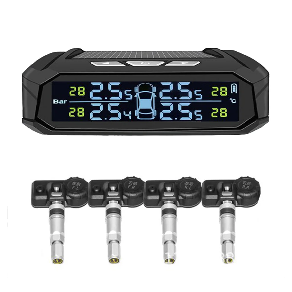 

Car TPMS Tyre Pressure Monitoring System Solar Power Digital Display Auto Security Alarm Systems with 4 Internal