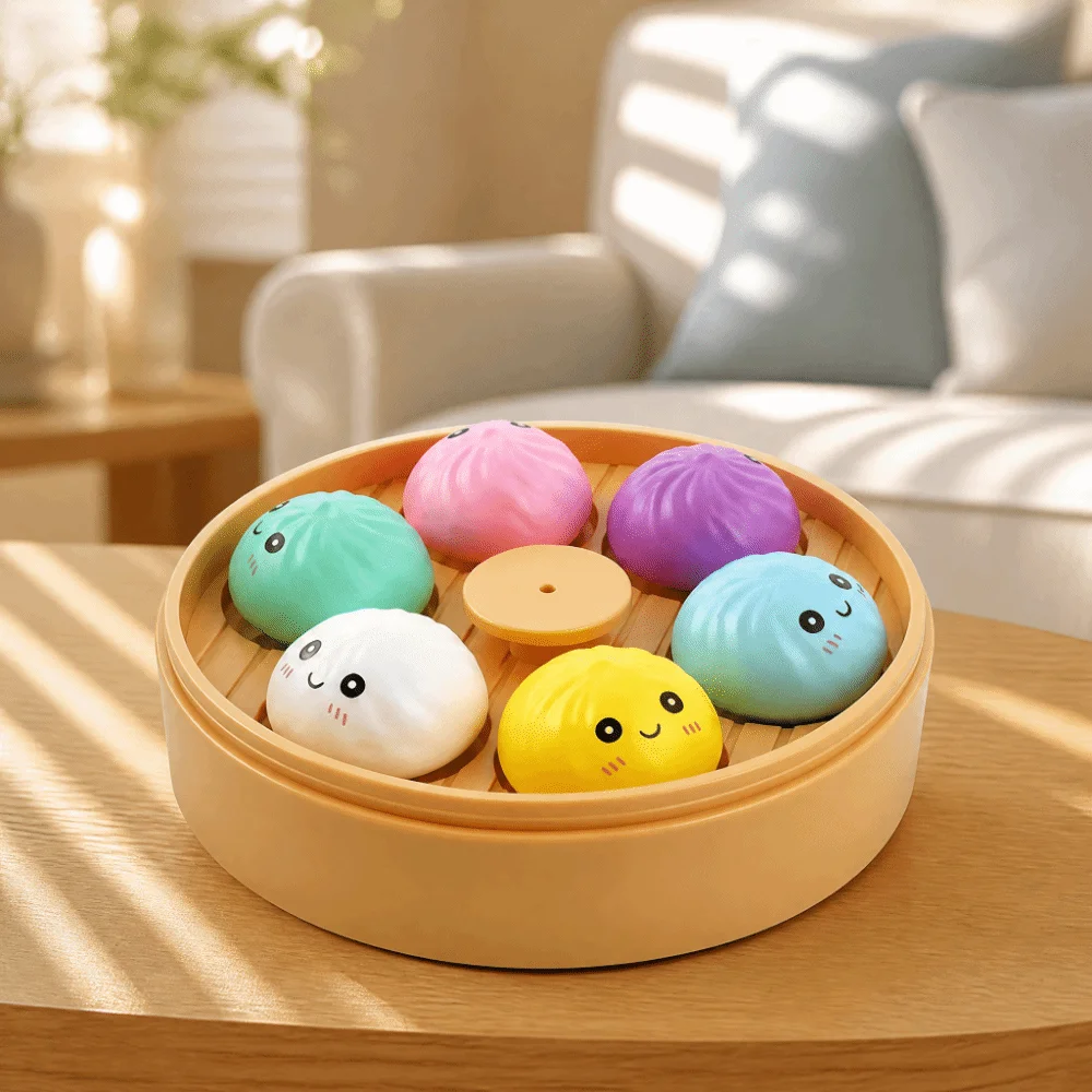 Finger Button Simulation Steamed Buns Set Fingertip Pressure Pressable Keys Dumplings Keyboard Clicker Key Cap Clicker