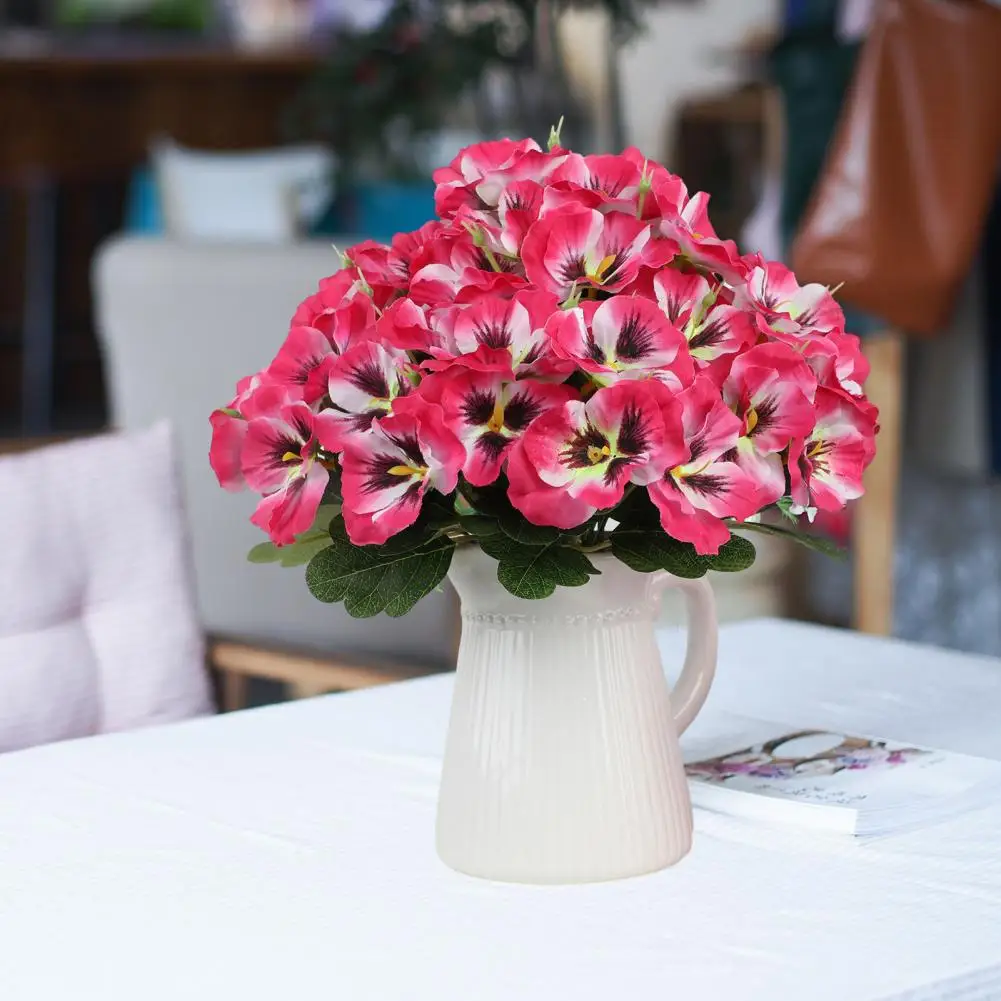 زهور بانسي اصطناعية مقاومة للأشعة فوق البنفسجية زهور صناعية قابلة لإعادة الاستخدام حزمة زهور بانسي صناعية لمزهرية حديقة الشرفة فناء داخلي وخارجي