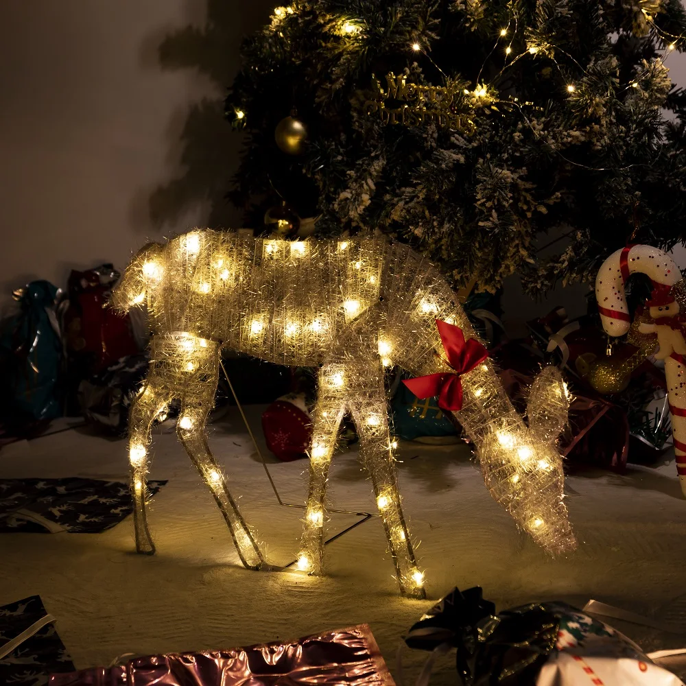 Glowing Iron Elk Christmas Glow Elk, Decoração de Natal familiar, Decoração de quintal ao ar livre, Decoração de inverno para frontais, 3pcs