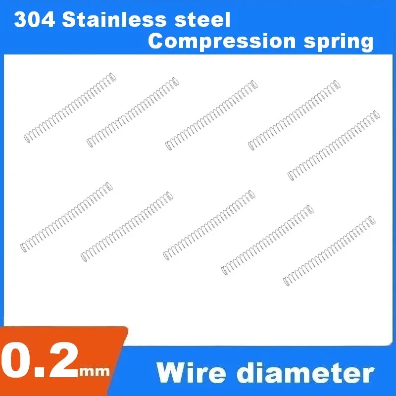 Compression springs 304 stainless steel small spring Shock-absorbing compression spring Wire diameter 0.2mm 20pcs/lot