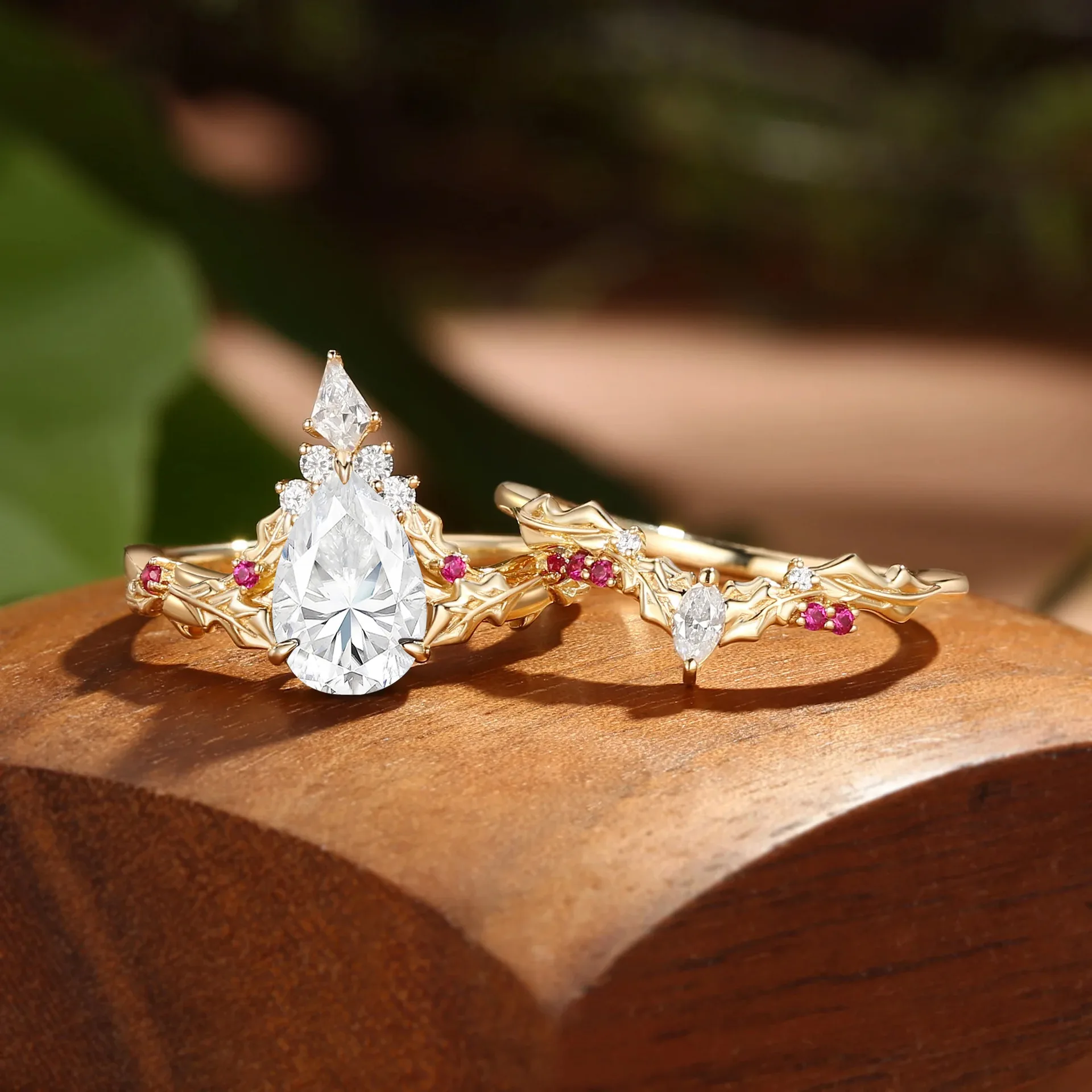 Veeie Veein Jewelry Ins Wind 1.5 Carat Water Drop Crown Wedding Ring Female Europe And America S925 Sterling Silver Gold Plated
