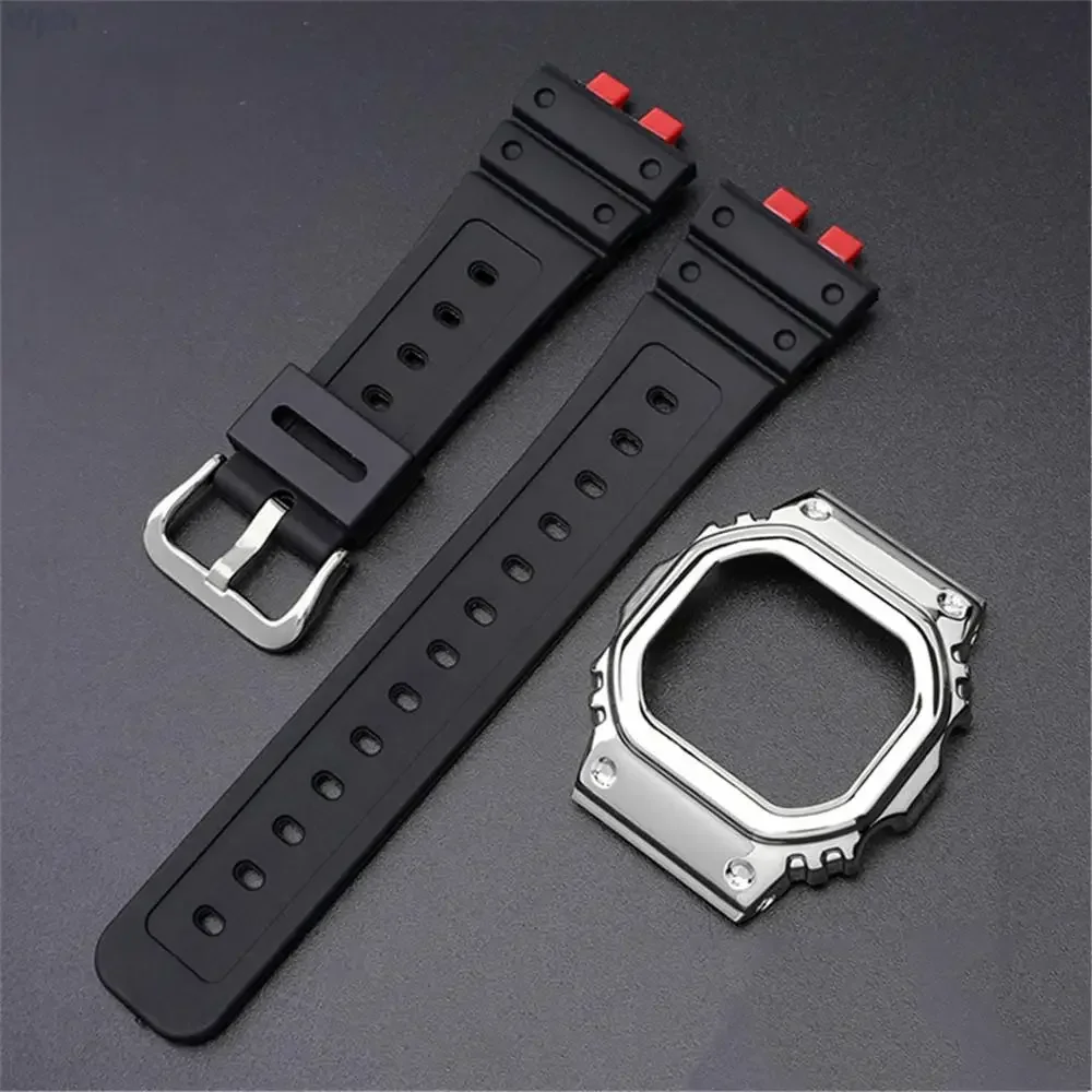 Watch Strap Case for Casio G-Shock GMW-B5000 Men Sport Refit Replacement Stainless Steel Buckle Watch Band Bracelet Accessories