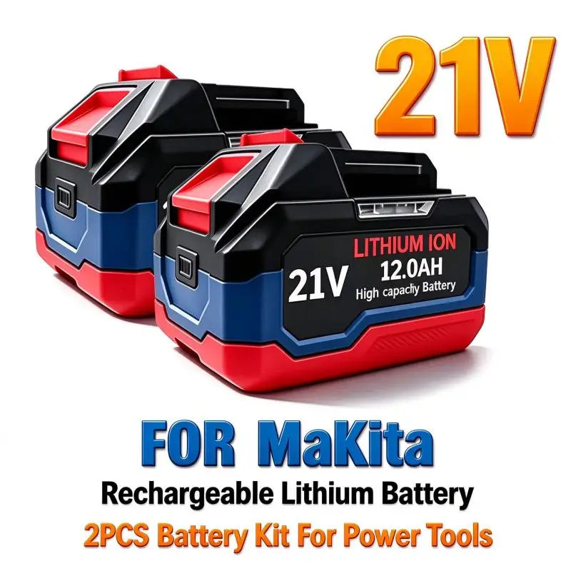 12Ah High Capacity Lithium Ion Battery Pack, Replacement for Makita 18V LXT Tools,Fits DDF487 BL1860 for Makita 21V Battery