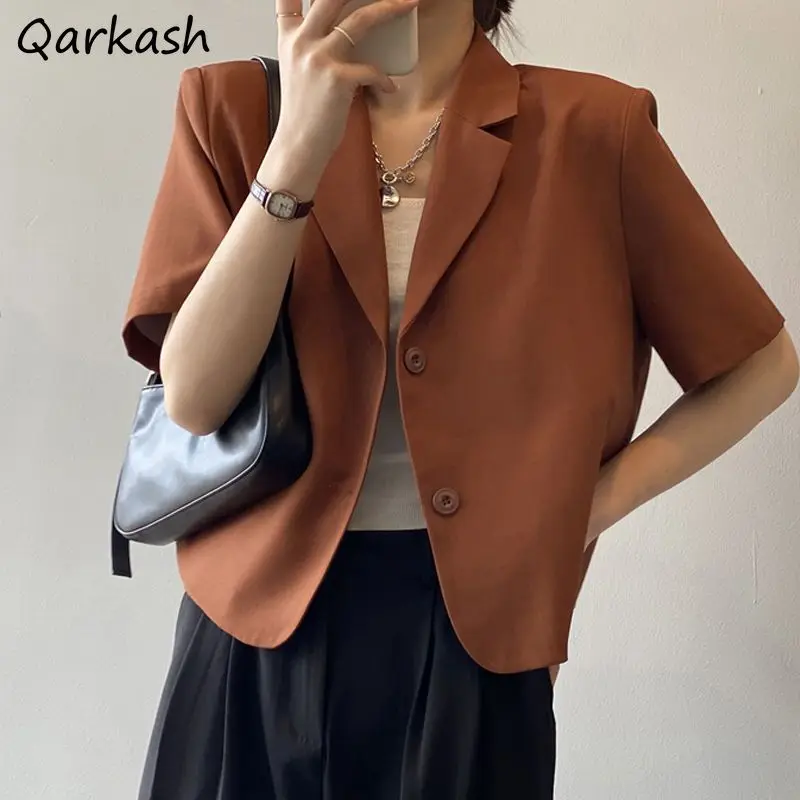 

4 Colors Blazers Women Office Lady Loose Casual Outwear Notched Summer Temperament Ulzzang All-match Solid Personality Fashion