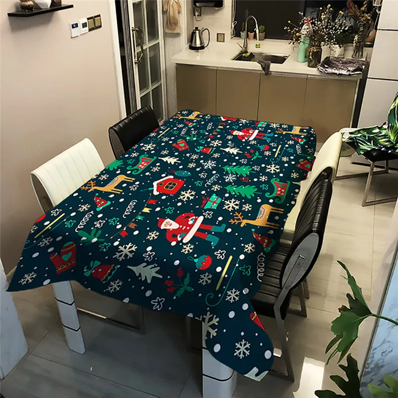 3D Christmas Printed Tablecloth Rectangular Oilproof Tablecloth Banquet Party Atmosphere Tablecloth Decoration Manteles Nappe