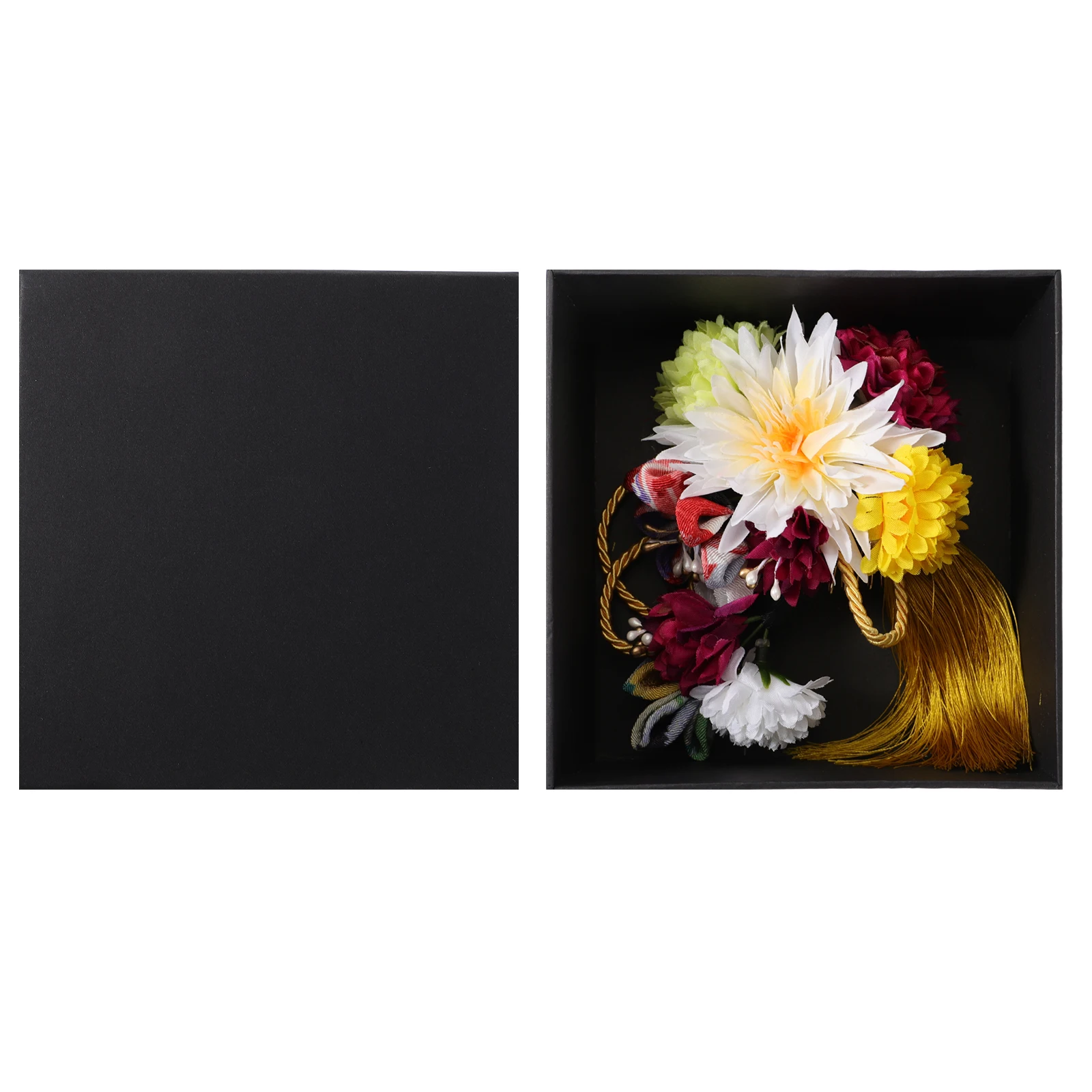 

2 Pcs Kimono Headgear Flower Bridal Comb Japanese-style Hair Pin Decorations for Women Yellow Wedding Bride