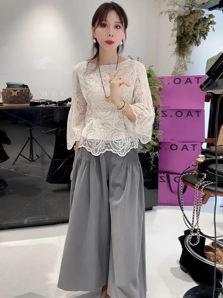 Modisches Frühherbst-Damen-Set mit Weiten Hosen und Lässigem Oberteil im Französischen Stil mit Hoher Taille