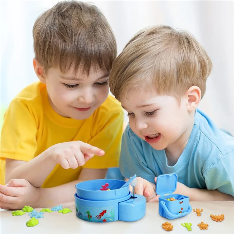 1 Zestaw Zabawki Wędkarskie dla Dzieci, Napędzane Sprężyną, z Mini Siatką do Łowienia Rybek i Pudełkiem do Przechowywania