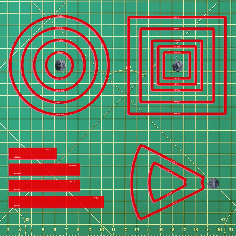 Area of Effect Spell Templates Set of 15 (Included Cube, Cone, Circle, and Line) Acrylic AOE Damage Marker Tabtop RPG Gaming