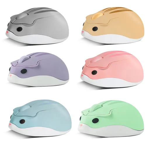 Imagen 2 del producto Ratón inalámbrico de 2,4G con apariencia de hámster, botón silencioso, ratón portátil ligero, Compatible con uso de oficina, juguete para niños