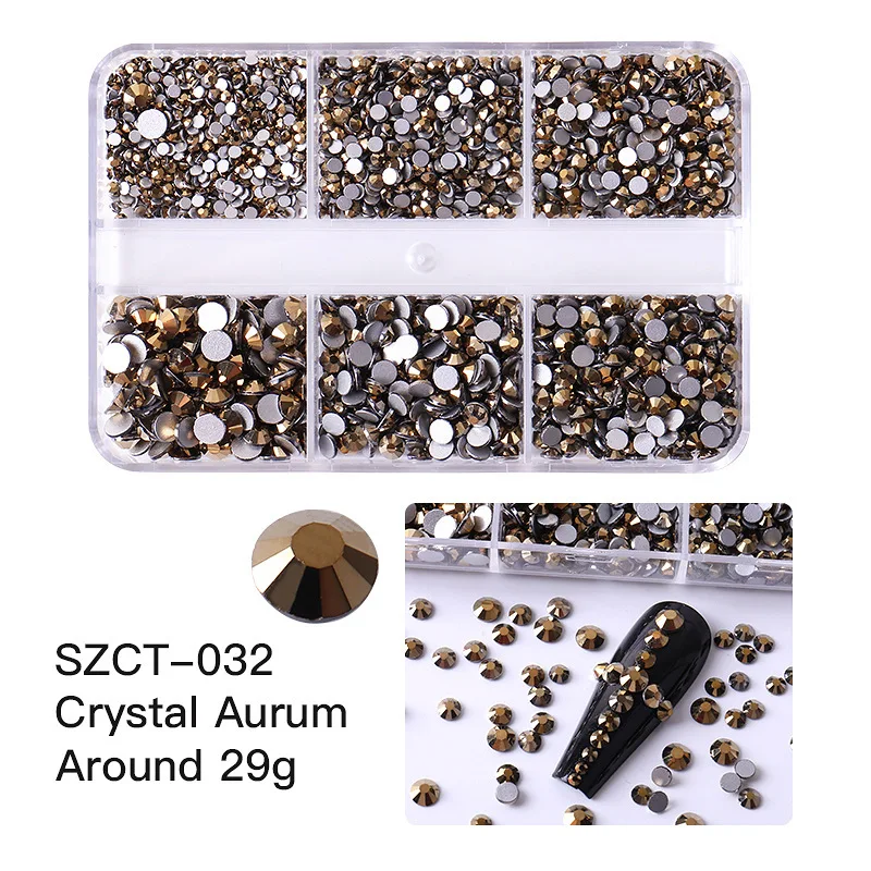 6 شبكات SS6-20 مختلط الحجم الوردي البرونزية الفضة أحجار الراين المسطحة الأحجار الكريمة وامض الماس ثلاثية الأبعاد مسمار الفن زينة بلورات #4