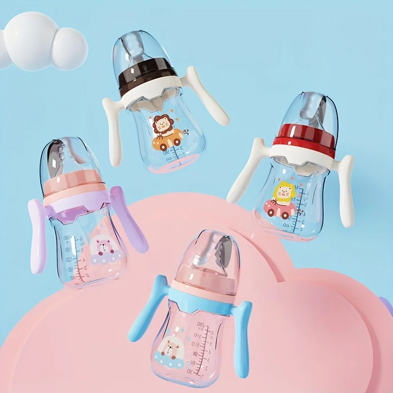 

Набор из 2 шт./1 шт., легко захватывающаяся ручка и соломенная детская бутылочка — дизайн с широким горлышком, термостойкий и устойчивый к падению