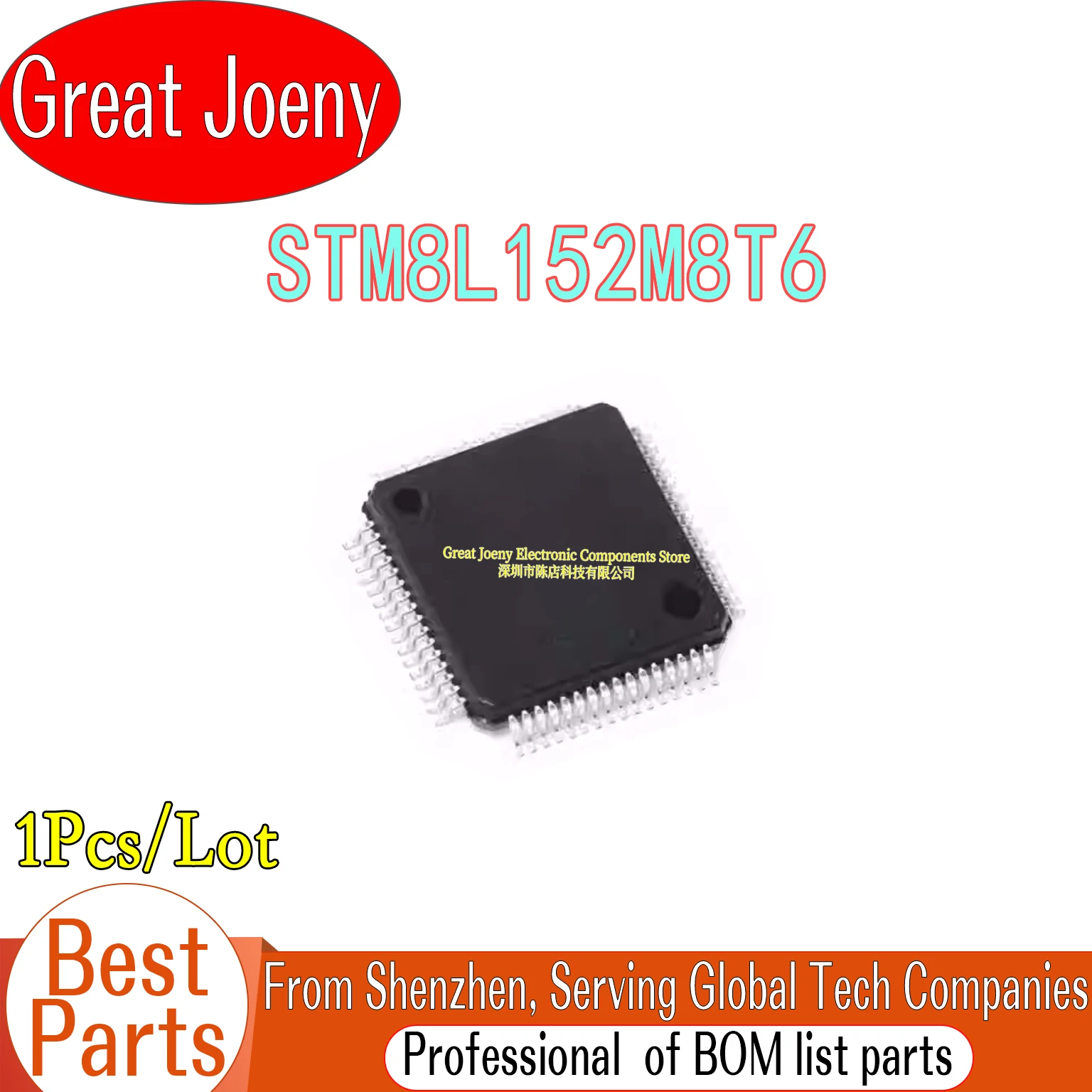 100% New Original STM8L152 STM8L152M8T6 IC MCU Chipset LQFP-80