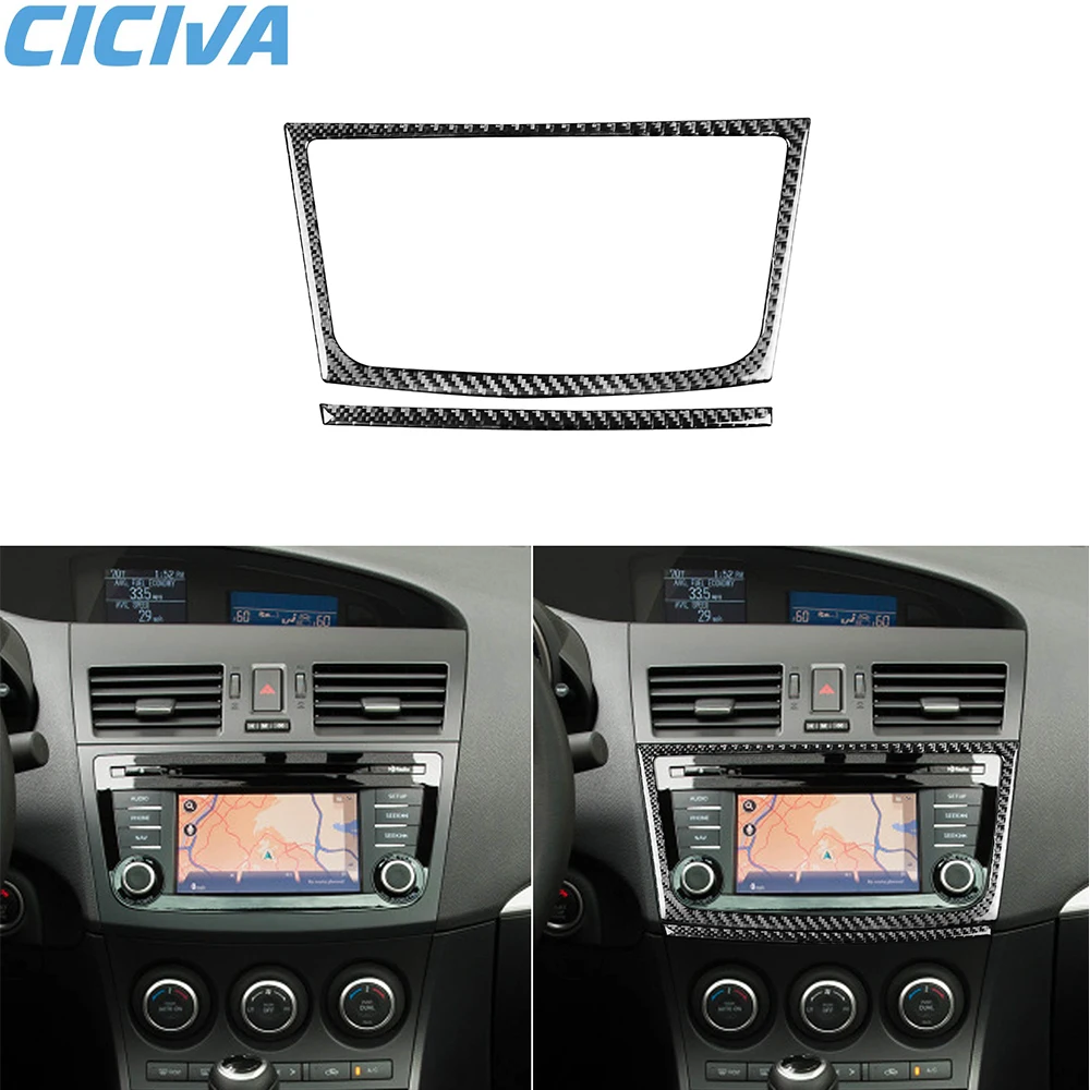 

For Mazda 3 Axela 2010-2013 Mazdaspeed 3 Navigation Frame Car Interior Real Carbon Fiber Stickers modification Accessories