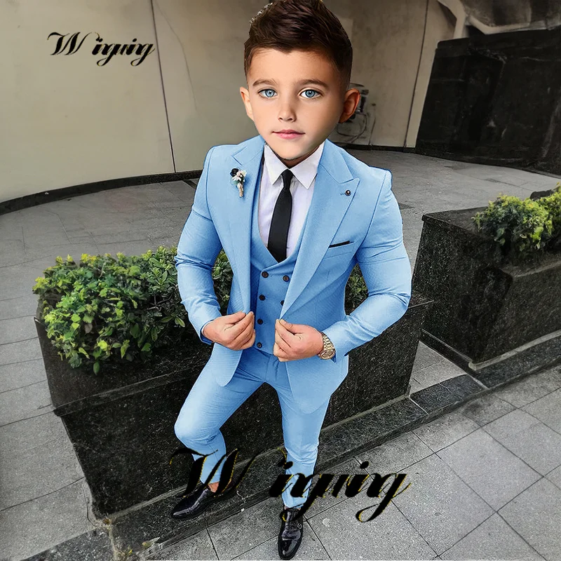 Boys Suit Jacket Pants Vest 3 Piece Set Formal Business Blazer for Kids Wedding Tuxedo 2-16 Years Custom Clothes