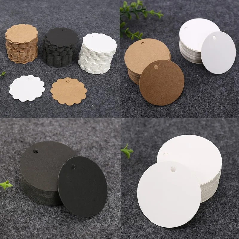 100szt 5-6cm Okrągłe znaczniki Retro Kraft Paper Cards Akcesoria do pieczenia Torby na prezenty Pudełka Zawieszka Puste etykiety do pakowania Ręcznie robione rękodzieło