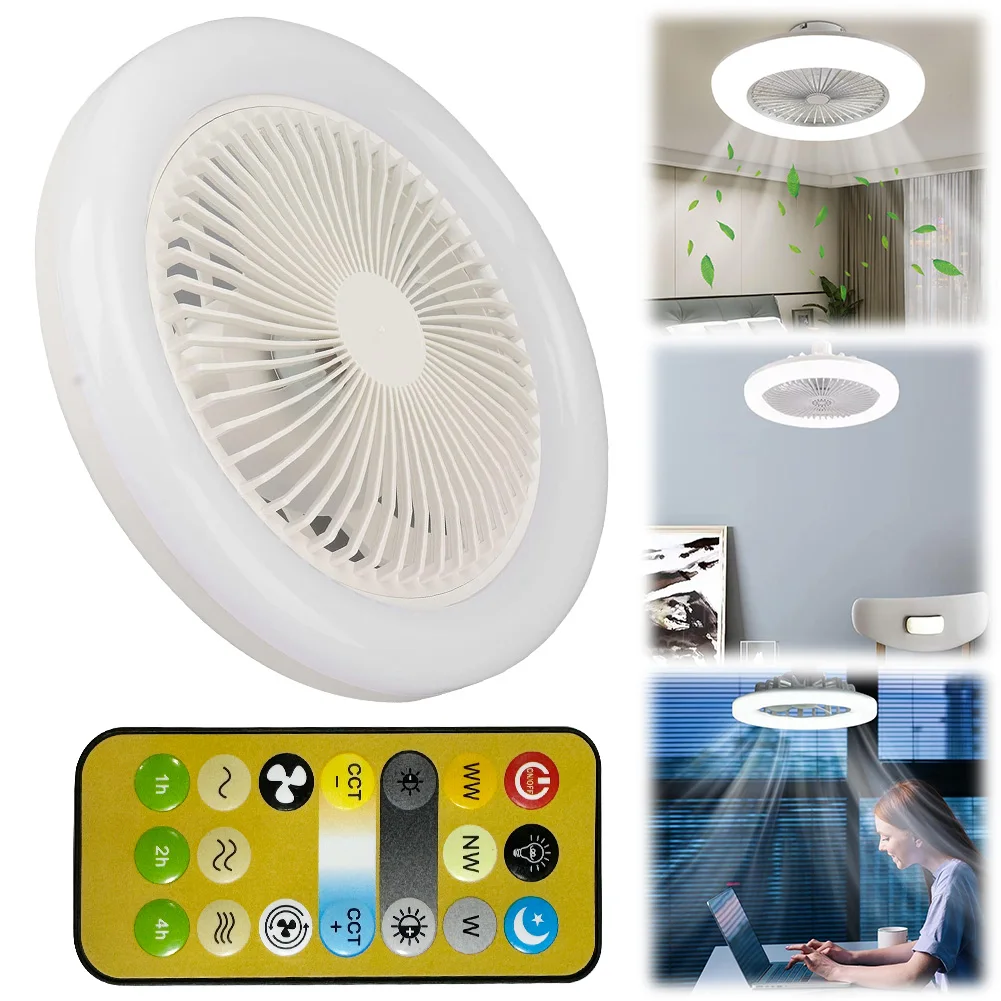 

30W Smart Ceiling Fan 3-Wind Speeds Fans With Lights Remote Control Bedroom Decor Ventilator Lamp Air Invisible Blades Silent