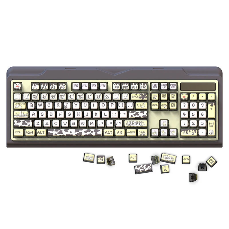 Teclas retroiluminadas para teclados mecánicos, 116 teclas, Pudding Cow Themd transparente, ASA Profile Dye Sub PBT RGB