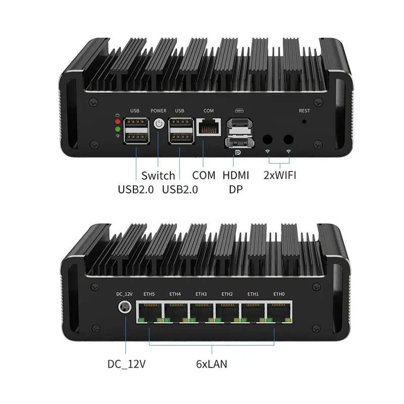 Industrial Firewall Mini PC Intel i7 1265U 13620H DDR5 6x2.5G i226V Nics HD DP pfSense Office Server Computer OPNsense Proxmox