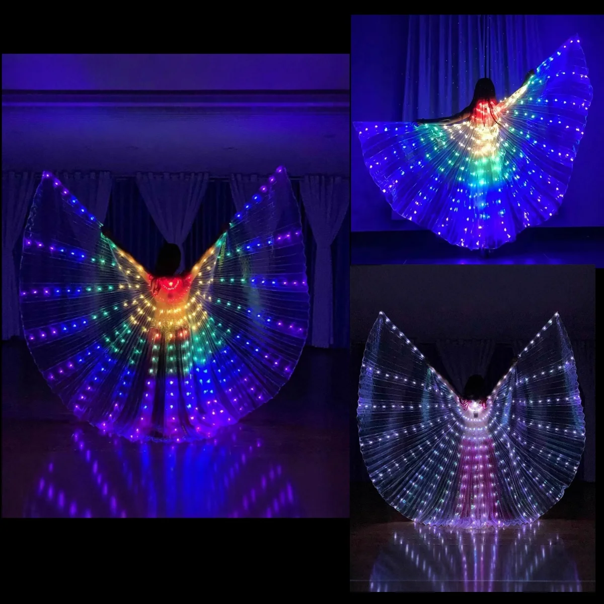 

Светодиодные светящиеся цветные крылья для взрослых, костюм для танца живота, светящиеся LED-крылья, светящиеся костюмы для вечеринок, шоу, крылья бабочки