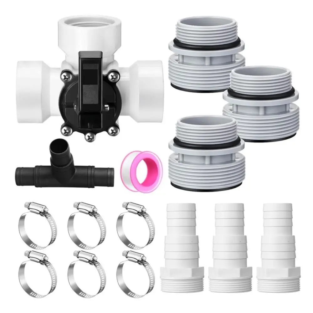 Universal 1.5 Inch Three Way Hose Connector Adapter For Pool Filter System With Metal Clamps Plumbing Parts