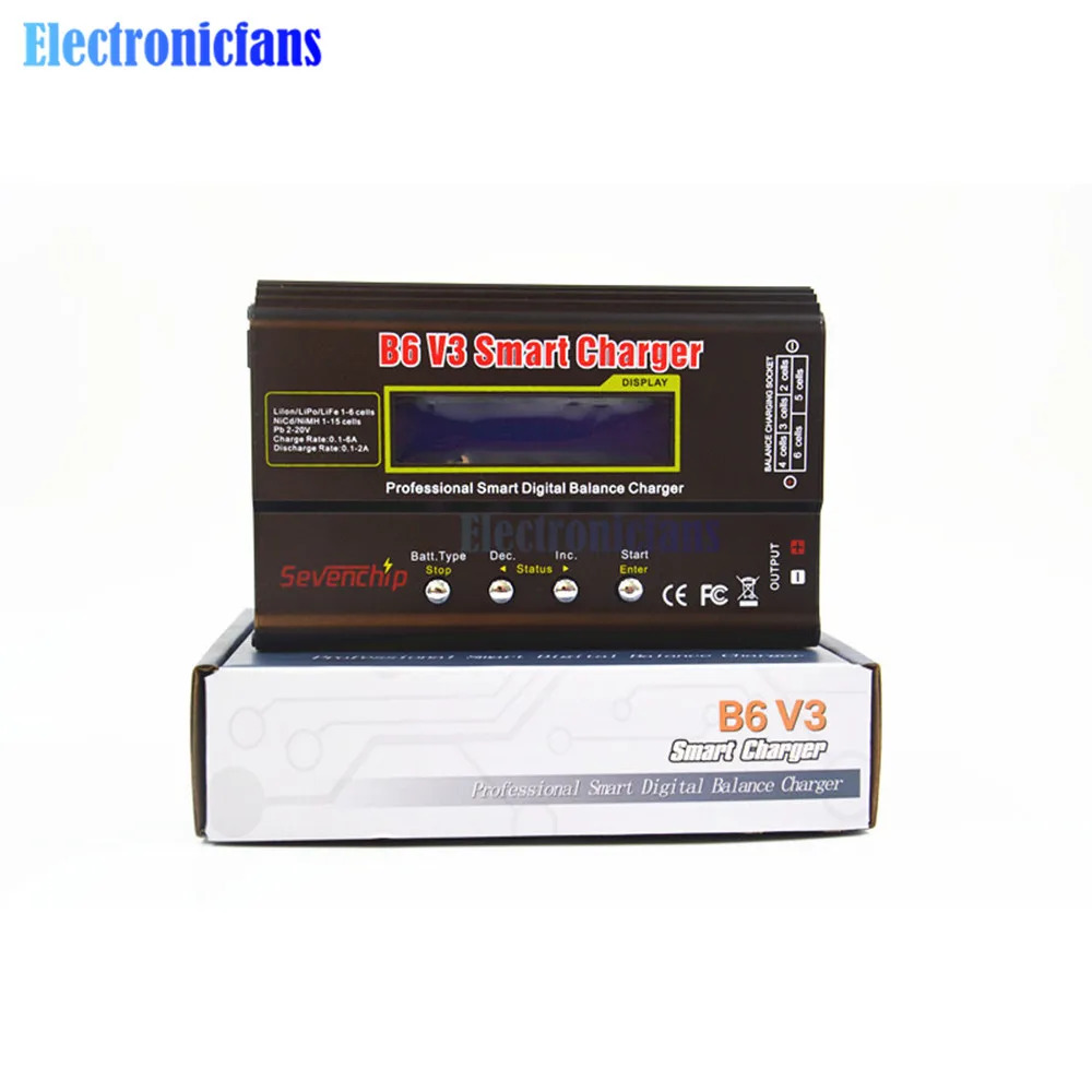 B6 V3 80W 6A Battery Charger 1S-6S Li-ion Lipo Ni-Cr Ni-MH Digital Balance Charger Discharger 12V Power Supply Adapter US Gauge