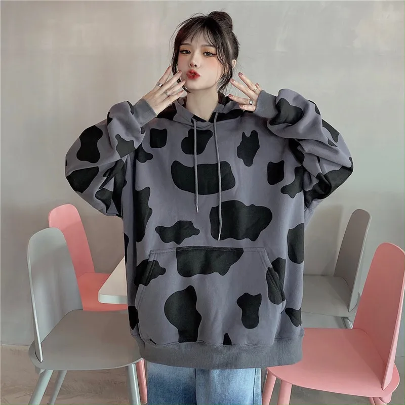 

Autumn Women Hoodies Sweatshirt Fashion New Long Sleeve Loose Korean Street Harajuku Large Sizes Femme Pullovers Y2k