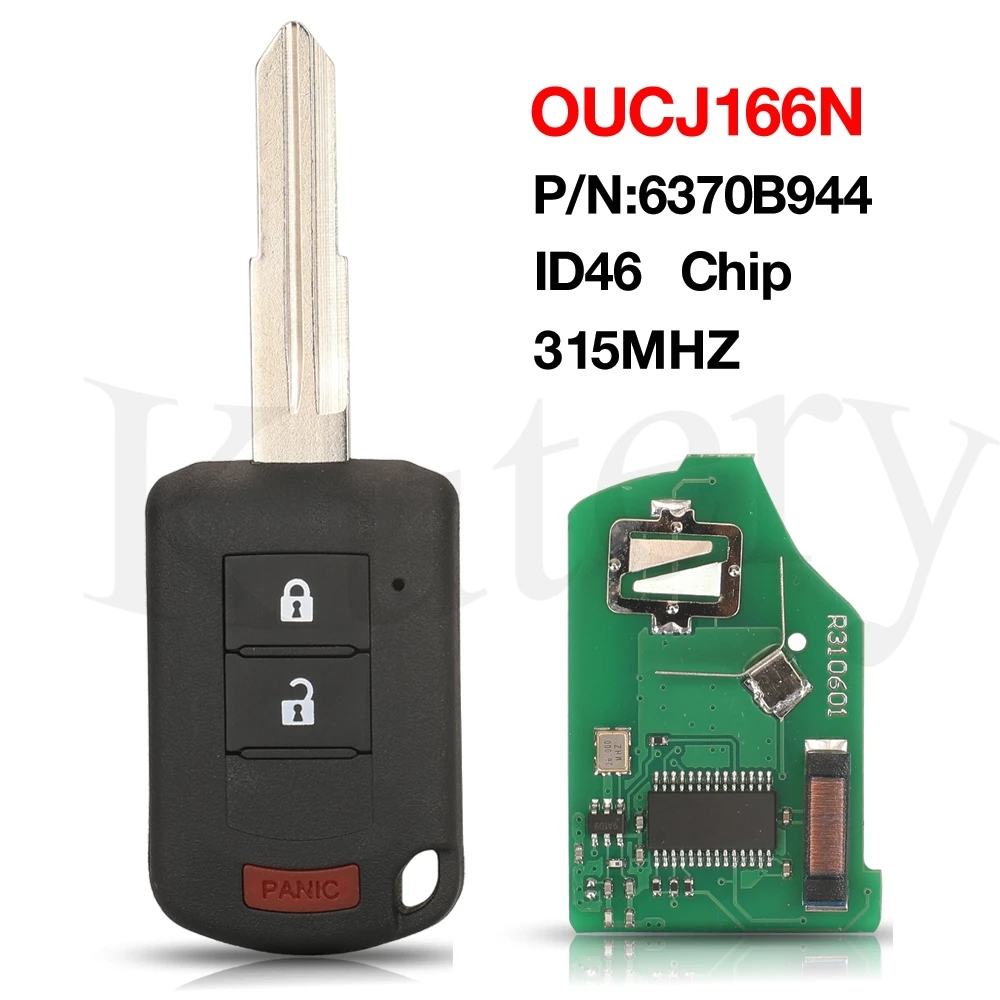 

jingyuqin 3BTN OUCJ166N 315MHz ID46 Chip Remote Key For Mitsubishi Outlander Sport 2016-2019 Lancer P/N 6370B944 MIT11R Blade