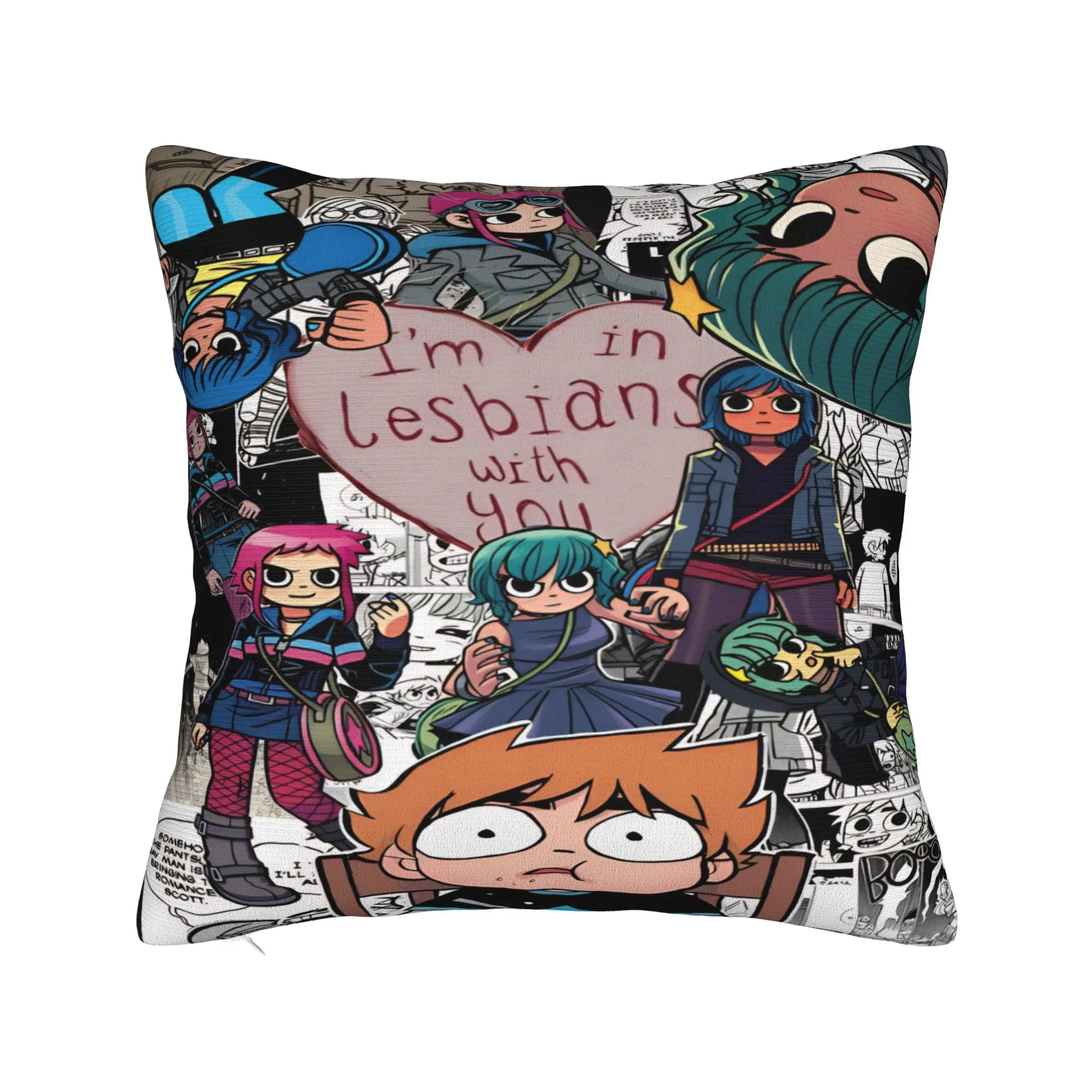 Y2K Seat Scott Pilgrim vs. the World Decor Pillowcase Accessories  Pillow Cover Zipper Multiple Sizes