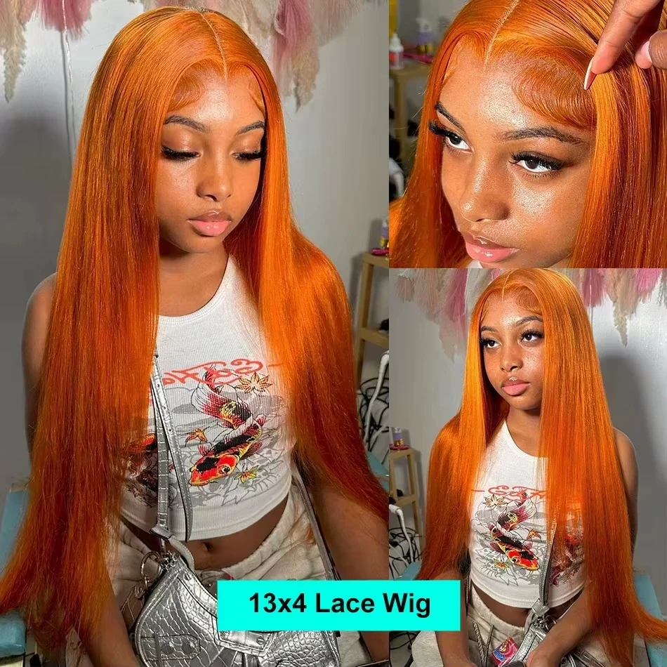 210 الكثافة الزنجبيل Hd الدانتيل الجبهة 13x6 باروكة من شعر طبيعي 350 الملونة قبل قطعها البرازيلي شعر طبيعي مفرود شعر مستعار للنساء بيع #4