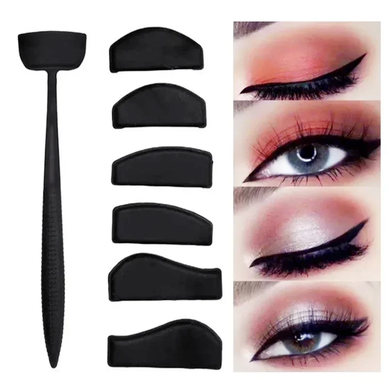 6 In 1 Eye Makeup Stencils Eye Shadow Pads Stencil Eyeliner Stencils Eyes Makeup Stamp Applicator for Women Beauty Shaping Tools