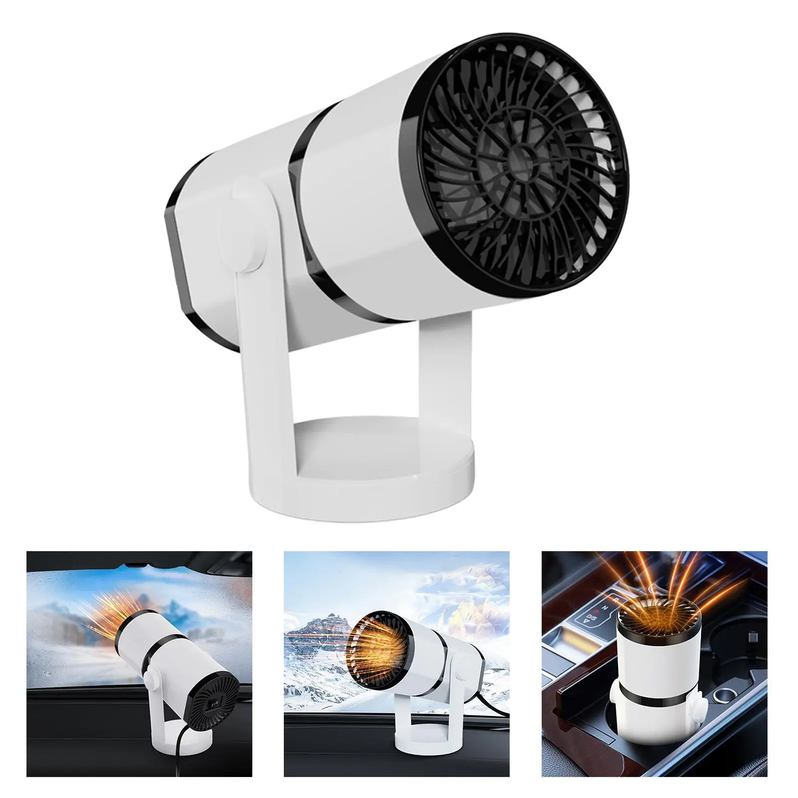Calefactor Eléctrico Portátil para Auto con Modos de Calefacción, Ventilador, Desempañador, Calentamiento Rápido, Descongelación Rápida de Parabrisas, Desempañador 12/24