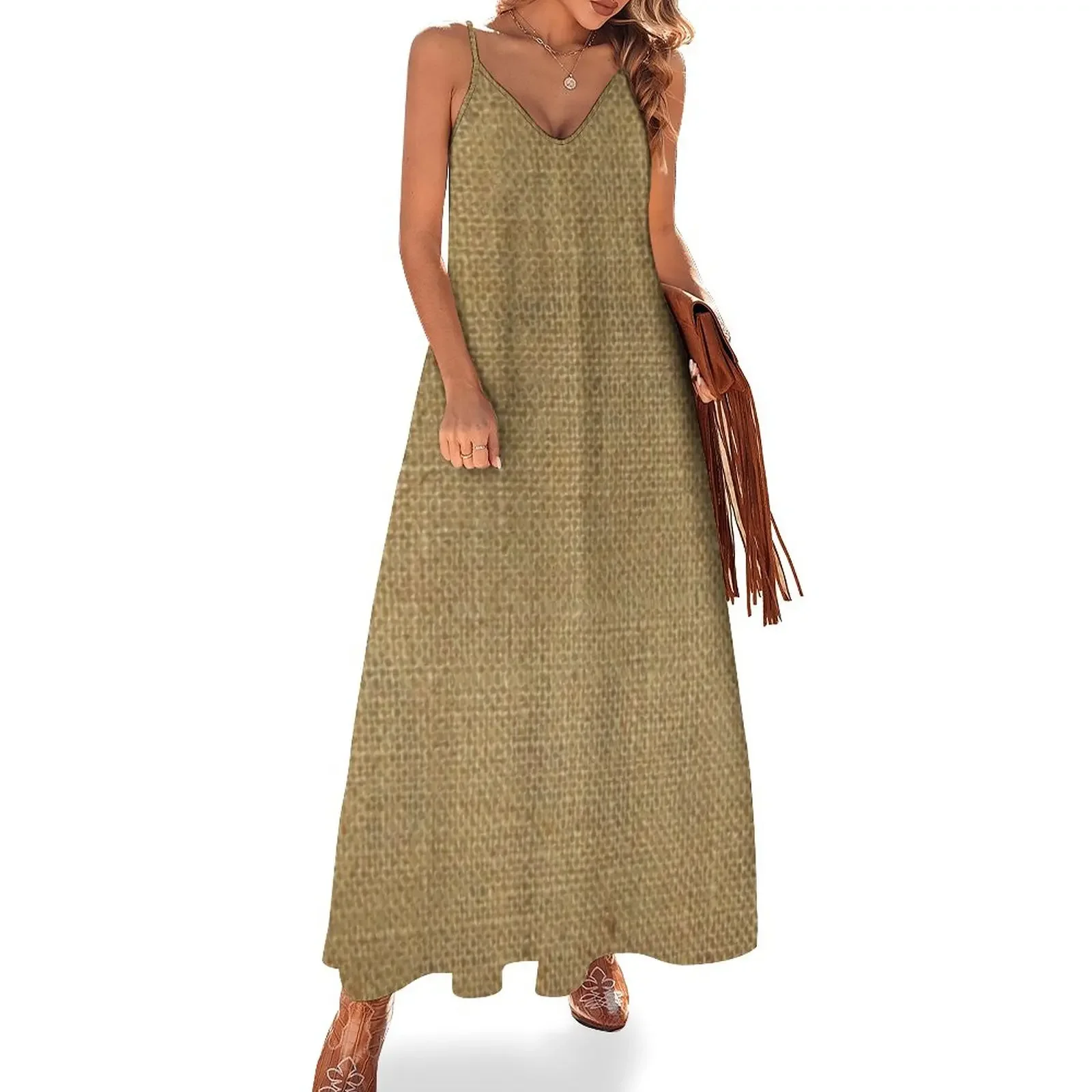 

Burlap Coffee Sack Grunge Knit Look Sleeveless Dress women's luxury party dress evening dresses luxury 2025 Dress