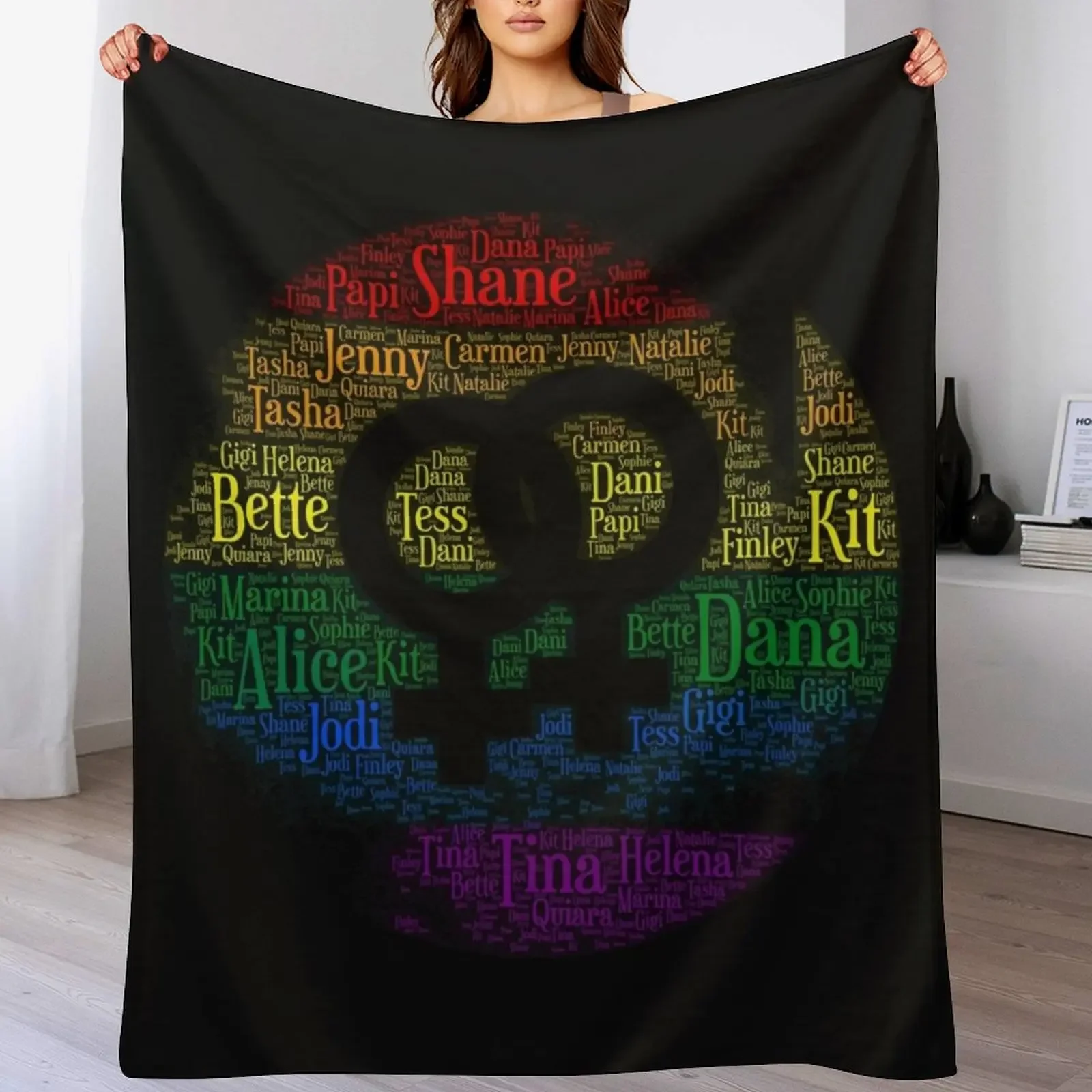 

New Lesbian Character Words Shirt Throw Blanket Color Fast Cozy Throw Blanket