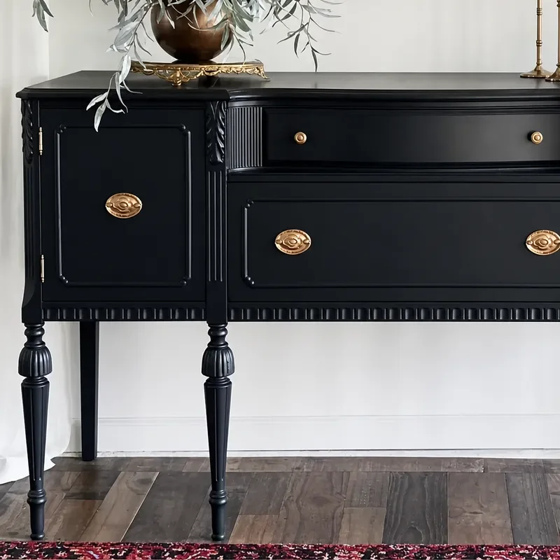 Black Retro Solid Wood Side Cabinet American Style Living Room Wall Locker Decorative Partition Porch Storage Customizable