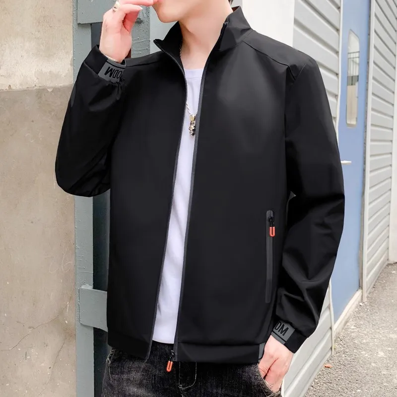 

Мужская куртка 2024: Новинка весна-осень, свободный крой, воротник-стойка, повседневная спортивная одежда, модная, универсальная, на молнии, из полиэфирного волокна