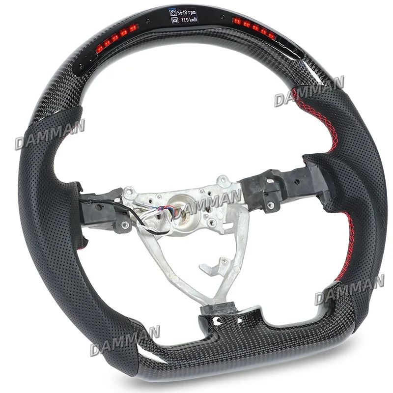

LED Carbon Fiber Steering Wheel For Toyota FJ Cruiser Red Stitching 2007 2009 2010 2011 2013 2016 2017 2018 2019 2020 D Type