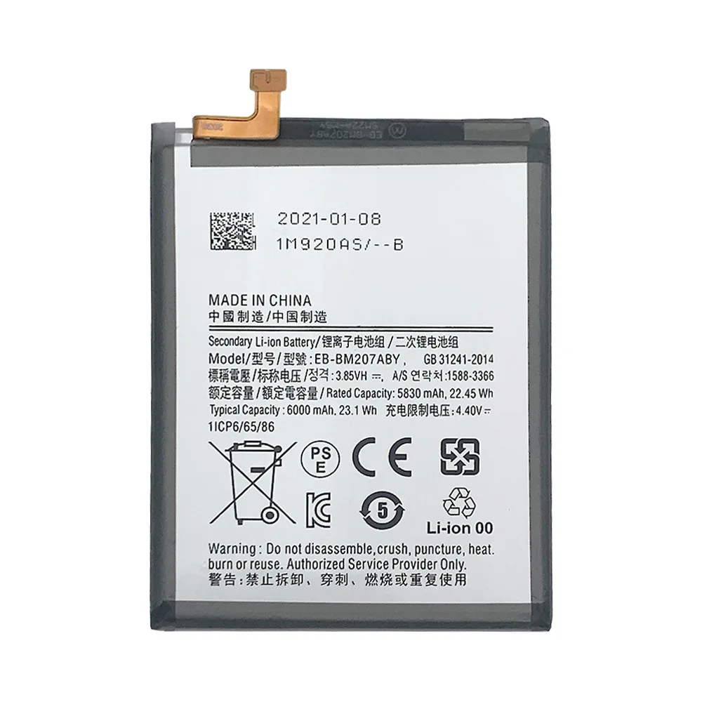 New Replacement battery for SAMSUNG M30S M31 M315 M307 M307F M307FN M315F F41 M21 M21S M20S F415 F415F EB-BM207ABY battery